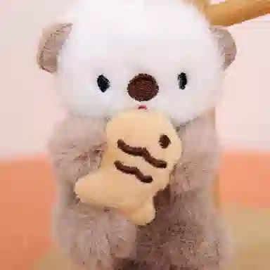 千桐 呆萌可爱水獭 趣味挂饰钥匙扣 行李箱 创意卡通玩偶 毛绒 挂件 男女同款情侣款