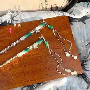 水中玉 新中式竹节流苏簪子 后脑勺盘发发钗古风汉服发饰 发簪 女款