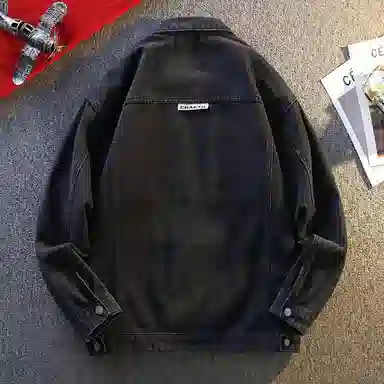 【dme】 水洗做旧简约潮牌复古时尚单排扣落肩宽松长袖翻领牛仔外套 男女同款