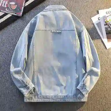 【dme】 水洗做旧简约潮牌复古时尚单排扣落肩宽松长袖翻领牛仔外套 男女同款