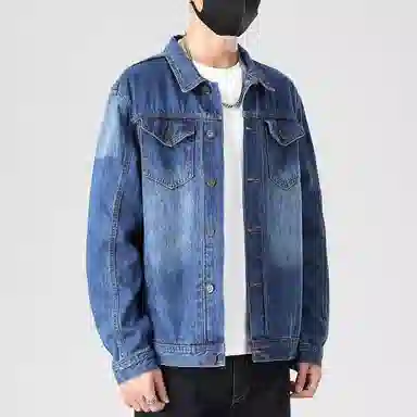 【dme】 美式高街复古水洗做旧潮流印花设计日常通勤休闲百搭宽松牛仔外套 男女同款