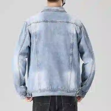 【dme】 美式高街复古水洗做旧潮流印花设计日常通勤休闲百搭宽松牛仔外套 男女同款