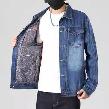 【dme】 美式高街复古水洗做旧潮流印花设计日常通勤休闲百搭宽松牛仔外套 男女同款