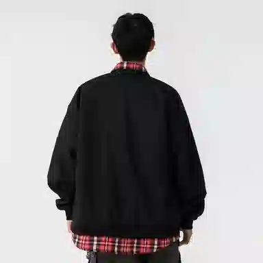 快鱼 美式高街潮流签名字体字母品牌假两件格子时尚百搭复古个性经典休闲户外宽松舒适翻领长袖夹克外套 男女同款