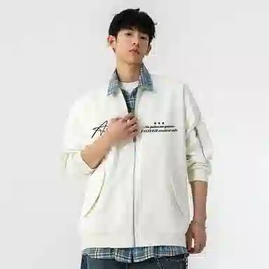 快鱼 美式高街潮流签名字体字母品牌假两件格子时尚百搭复古个性经典休闲户外宽松舒适翻领长袖夹克外套 男女同款