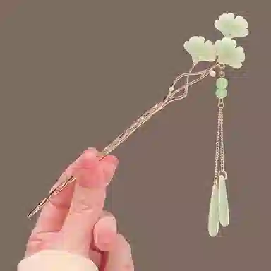 贯古今 古风银杏叶流苏新中式步摇簪子盘发饰清冷汉服旗袍发钗 合金 发簪 女款