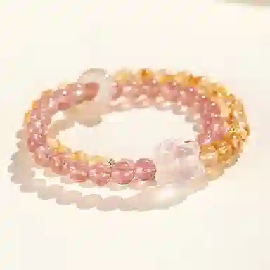 玺璎 新中式草莓晶黄塔九尾狐#好运天然 黄水晶 手串 女款