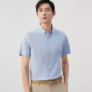 红豆 休闲舒适百搭全棉短袖衬衫 男女同款