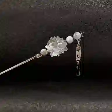 贯古今 古风水墨画花朵高级感气质盘发复古汉服步摇发钗 合金 发簪 女款