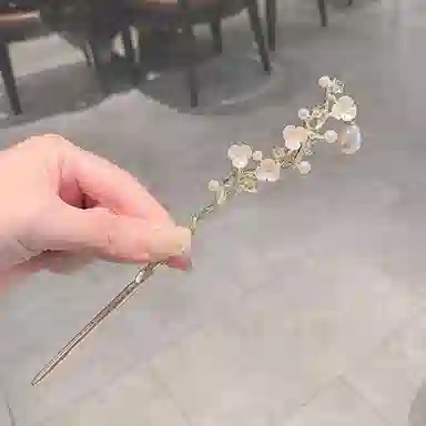 贯古今 高级感气质复古古风珍珠梅花 合金 发簪 女款