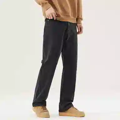 【dme】 美式潮牌纯色时尚宽松百搭简约休闲舒适垂感显高显瘦阔腿牛仔裤 男女同款 黑色