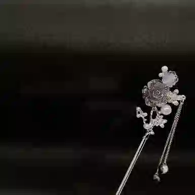 贯古今 古风水墨画花朵高级感气质盘发复古汉服步摇发钗 合金 发簪 女款