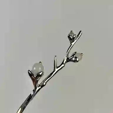 贯古今 高级感花枝  发钗新中式简约盘发 合金 发簪 女款