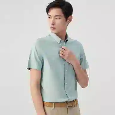 红豆 休闲舒适百搭全棉短袖衬衫 男女同款