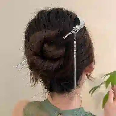 贯古今 新中式月亮中国风旗袍汉服长款钗子高级感挽发日常簪子头饰 合金 发簪 女款