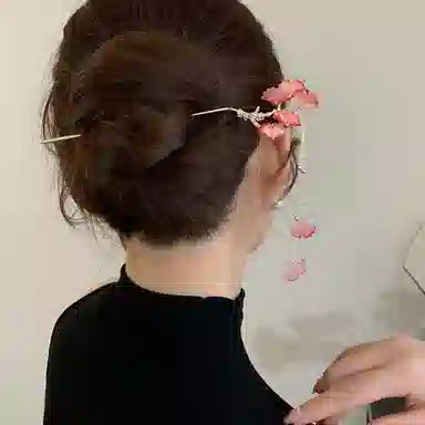 贯古今 气质银杏叶流苏高级感丸子头盘发简约现代 合金 发簪 女款