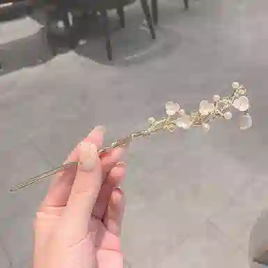 贯古今 高级感气质复古古风珍珠梅花 合金 发簪 女款