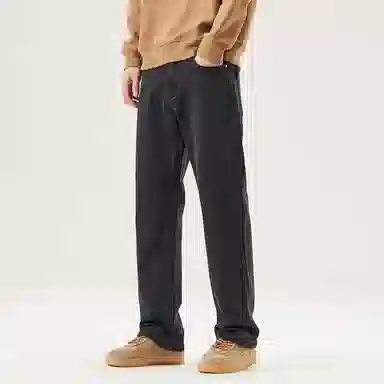 【dme】 美式潮牌纯色时尚宽松百搭简约休闲舒适垂感显高显瘦阔腿牛仔裤 男女同款 黑色