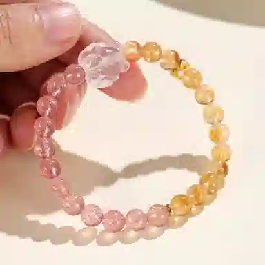 玺璎 新中式草莓晶黄塔九尾狐#好运天然 黄水晶 手串 女款