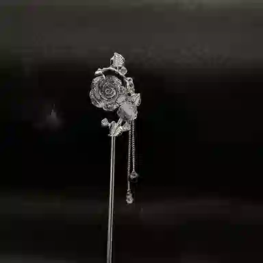 贯古今 古风水墨画花朵高级感气质盘发复古汉服步摇发钗 合金 发簪 女款