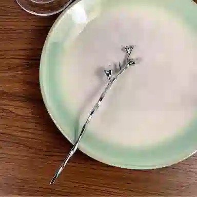 贯古今 高级感花枝  发钗新中式简约盘发 合金 发簪 女款