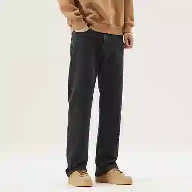 【dme】 美式潮牌纯色时尚宽松百搭简约休闲舒适垂感显高显瘦阔腿牛仔裤 男女同款 黑色