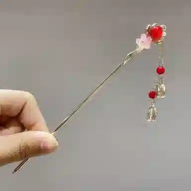 贯古今 新中式旗袍汉服发钗古风步摇花朵流苏 合金 发簪 女款