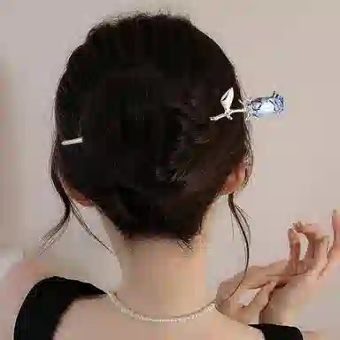 贯古今 高级感新中式花朵发饰玫瑰花 合金 发簪 女款