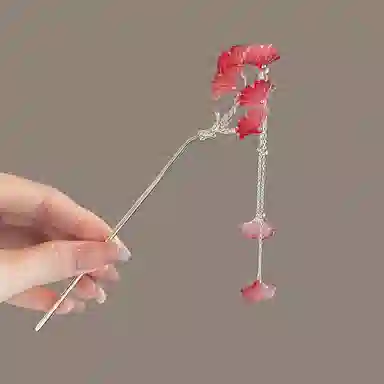 贯古今 气质银杏叶流苏高级感丸子头盘发简约现代 合金 发簪 女款