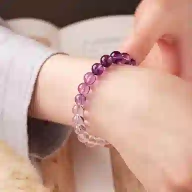 玺璎 考研上岸紫色渐变莫粉#好运天然 紫水晶 手串 女款