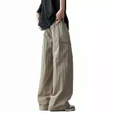 大卫贝肯 美式潮牌字母印花宽松舒适户外通勤防风防水速干伞兵工装直筒休闲裤 男女同款