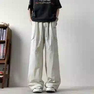 大卫贝肯 美式潮牌字母印花宽松舒适户外通勤防风防水速干伞兵工装直筒休闲裤 男女同款