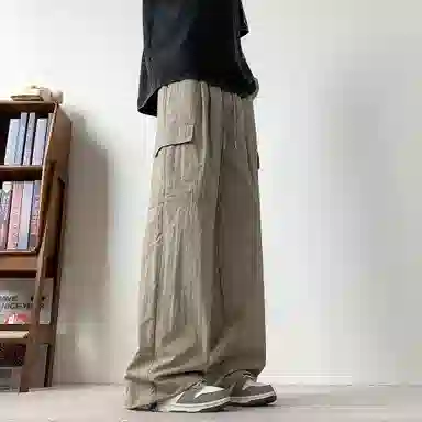 大卫贝肯 美式潮牌字母印花宽松舒适户外通勤防风防水速干伞兵工装直筒休闲裤 男女同款