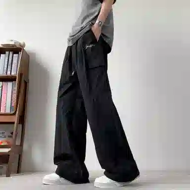 大卫贝肯 美式潮牌字母印花宽松舒适户外通勤防风防水速干伞兵工装直筒休闲裤 男女同款