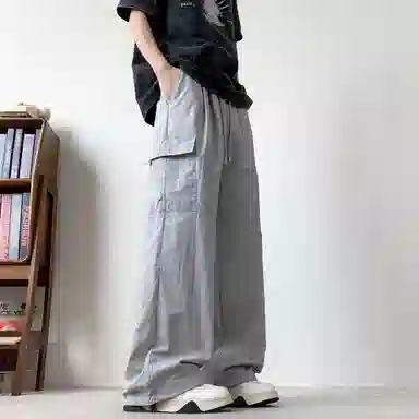 大卫贝肯 美式潮牌字母印花宽松舒适户外通勤防风防水速干伞兵工装直筒休闲裤 男女同款