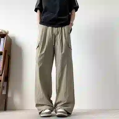 大卫贝肯 美式潮牌字母印花宽松舒适户外通勤防风防水速干伞兵工装直筒休闲裤 男女同款