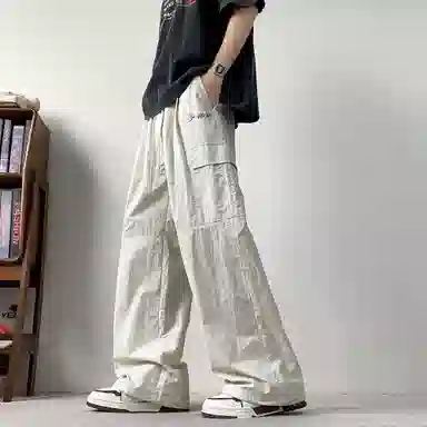 大卫贝肯 美式潮牌字母印花宽松舒适户外通勤防风防水速干伞兵工装直筒休闲裤 男女同款