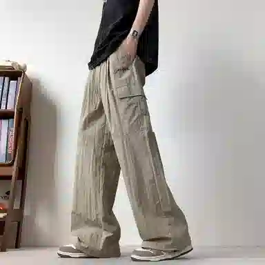 大卫贝肯 美式潮牌字母印花宽松舒适户外通勤防风防水速干伞兵工装直筒休闲裤 男女同款