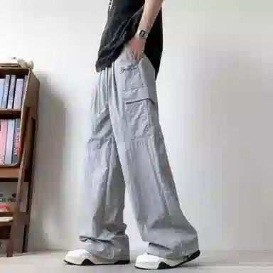 大卫贝肯 美式潮牌字母印花宽松舒适户外通勤防风防水速干伞兵工装直筒休闲裤 男女同款