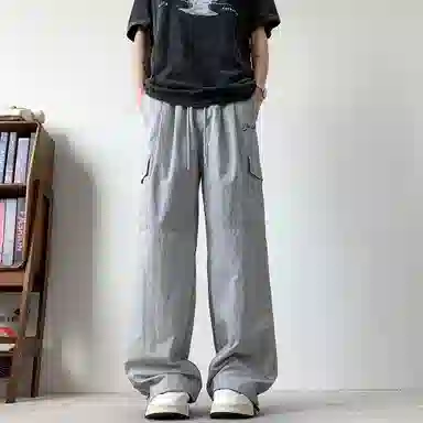 大卫贝肯 美式潮牌字母印花宽松舒适户外通勤防风防水速干伞兵工装直筒休闲裤 男女同款