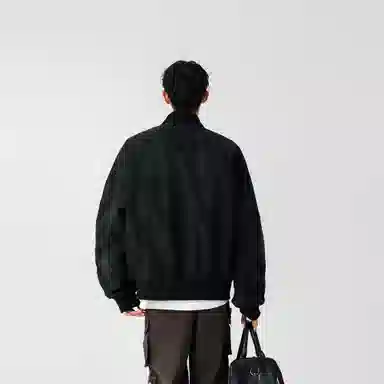 大卫贝肯 美式高街简约字母印花机车风美拉德色系高级感宽松休闲百搭立领皮夹克外套 男女同款