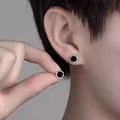 丹琴 星河璀璨耳饰 痞帅潮流黑色个性简约小众设计耳饰黑玛瑙 合金 耳钉 男女同款情侣款
