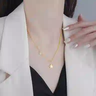 梵星饰季 小星愿 森系甜美风 精致轻奢小众设计感锁骨链 日常通勤百搭 合金 项链 女款