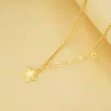 梵星饰季 小星愿 森系甜美风 精致轻奢小众设计感锁骨链 日常通勤百搭 合金 项链 女款