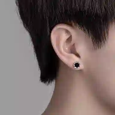 丹琴 星河璀璨耳饰 痞帅潮流黑色个性简约小众设计耳饰黑玛瑙 合金 耳钉 男女同款情侣款