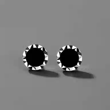 丹琴 星河璀璨耳饰 痞帅潮流黑色个性简约小众设计耳饰黑玛瑙 合金 耳钉 男女同款情侣款