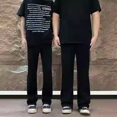 颂希尔 美式高街潮牌基础款百搭休闲水洗做旧弹力宽松直筒牛仔裤 男女同款