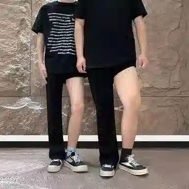 颂希尔 美式高街潮牌基础款百搭休闲水洗做旧弹力宽松直筒牛仔裤 男女同款