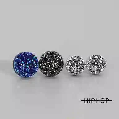 丹琴 水晶簇潮牌痞帅耳饰百搭高级感黑色小众气质 合金 耳钉 男女同款情侣款