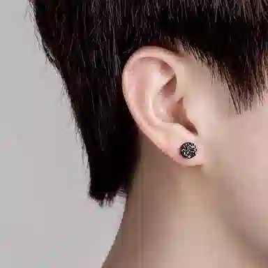 丹琴 水晶簇潮牌痞帅耳饰百搭高级感黑色小众气质 合金 耳钉 男女同款情侣款
